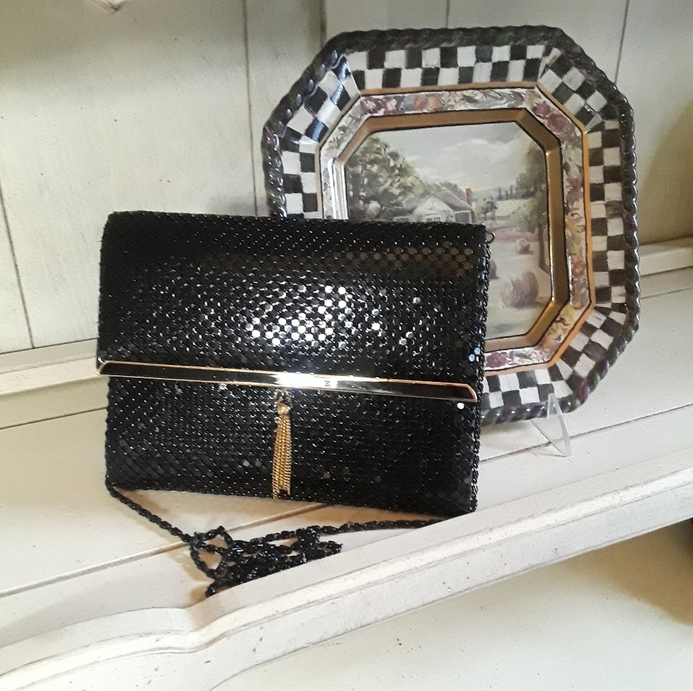 Andrew Geller black mesh evening bag